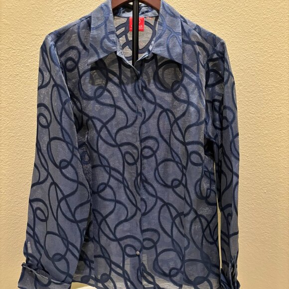 Oscar de la Renta Tops - 💙Oscar de la Renta Women’s Silk Blend Embriodery Blouse GLAM Size L